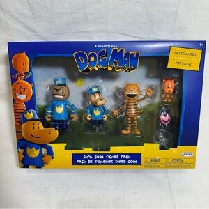 Dog Man Movie 5 Pack 3" Figures Set Dog Man, Chief, LiL' Petey, Petey, Flippy